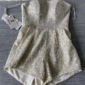 NEW WITH TAGS Eva Lendel sequin romper with or without wedding train